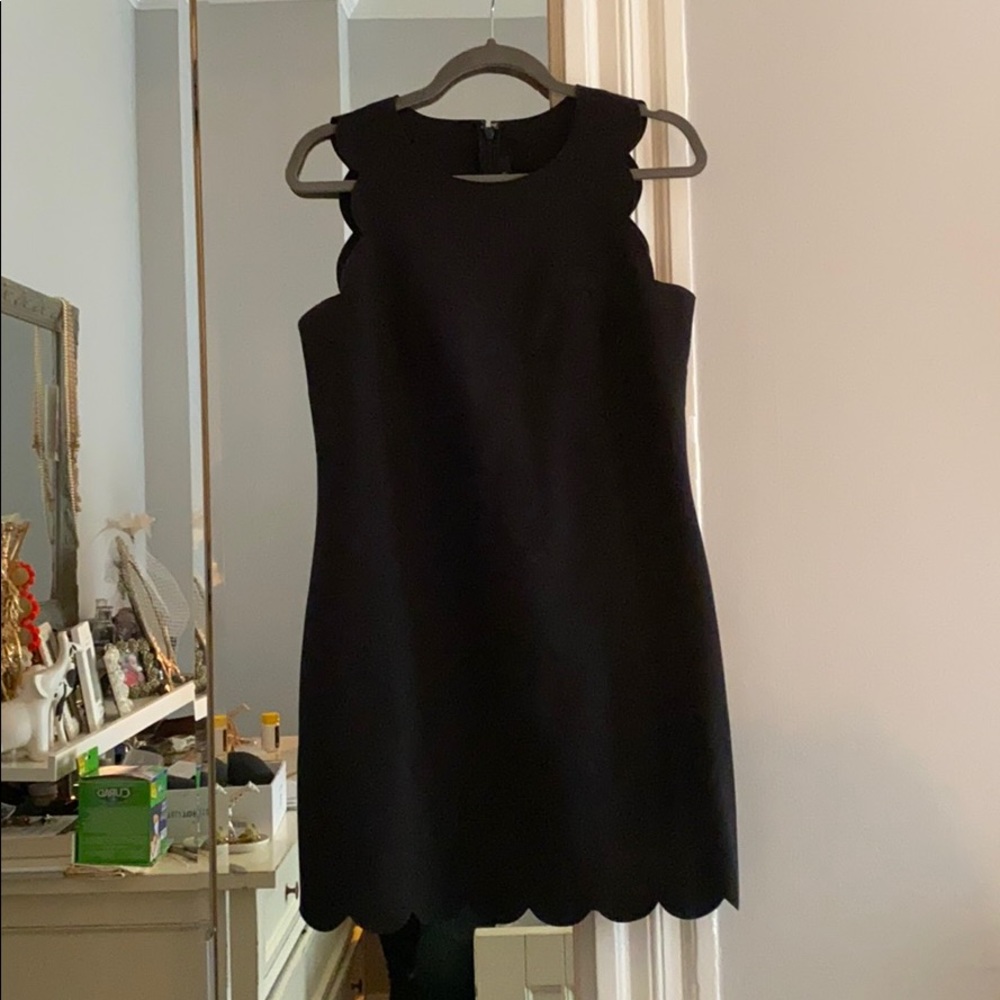 Black scalloped shift dress
